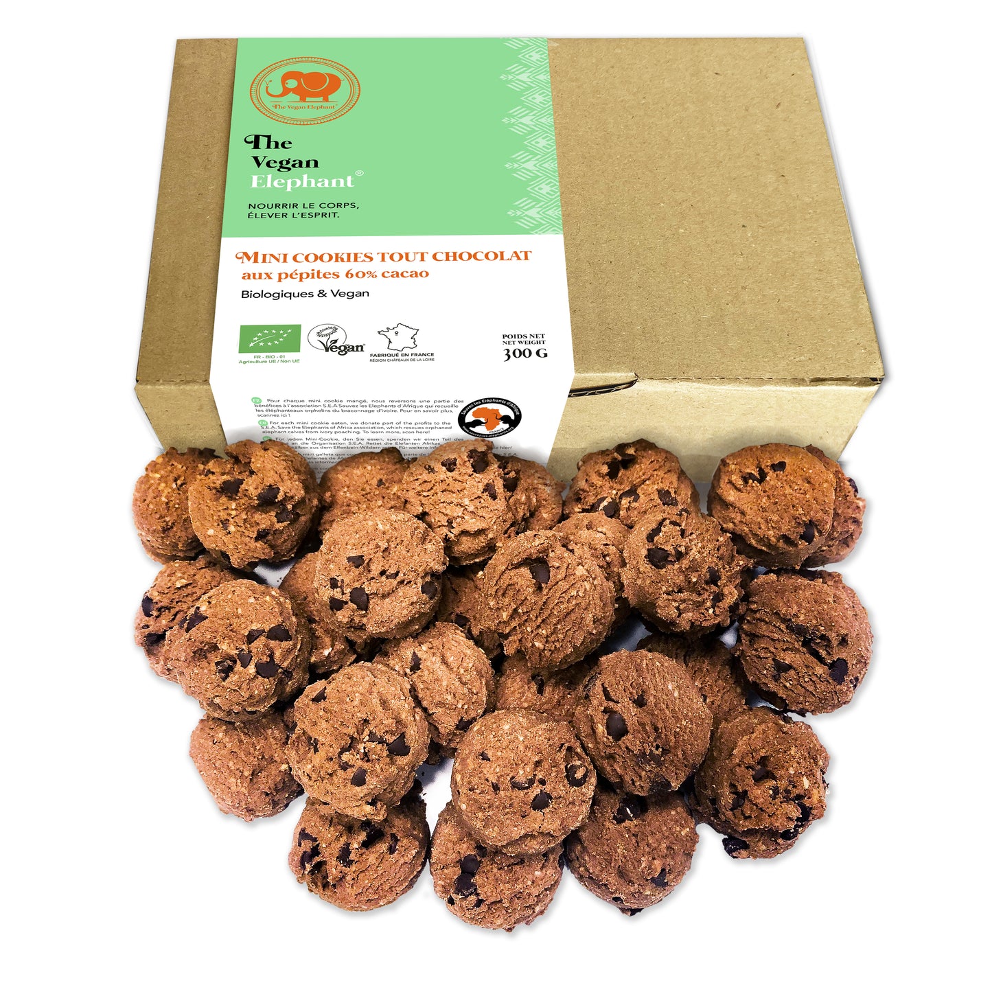MINI COOKIES BIO & VEGAN Double Chocolat - Boite de 300G