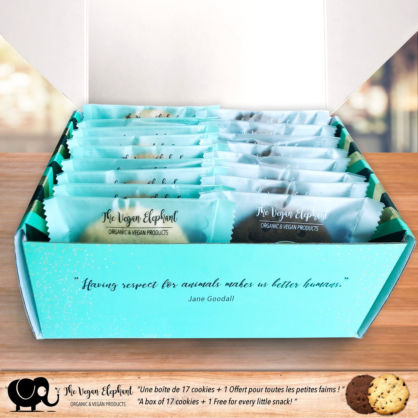 COOKIES BIO & VEGAN Vanille Pépites de Chocolat et Tout Chocolat - Boite de 17 Cookies
