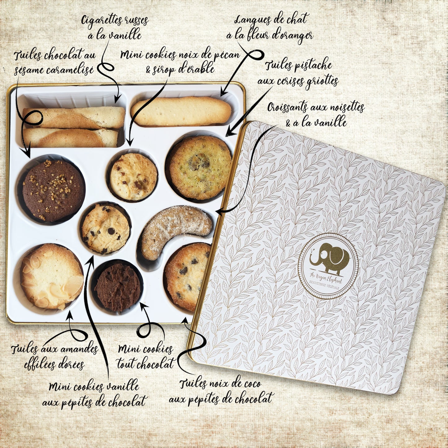 À DÉCOUVRIR 🌟 COFFRET SELECTION DE FÊTES BIO & VEGAN - 10 catégories de biscuits fins 270G