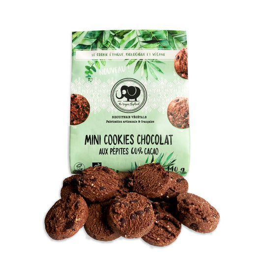 MINI COOKIES DOUBLE CHOCOLAT BIO & VEGAN : Sachet recyclable de 140G