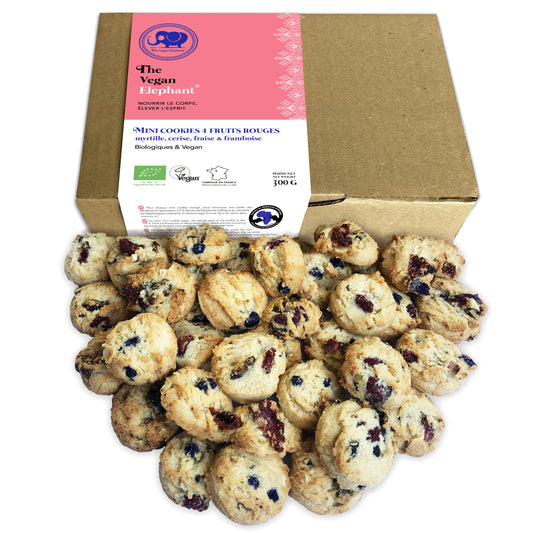 MINI COOKIES BIO & VEGAN aux 4 Fruits Rouges - Boite de 300G