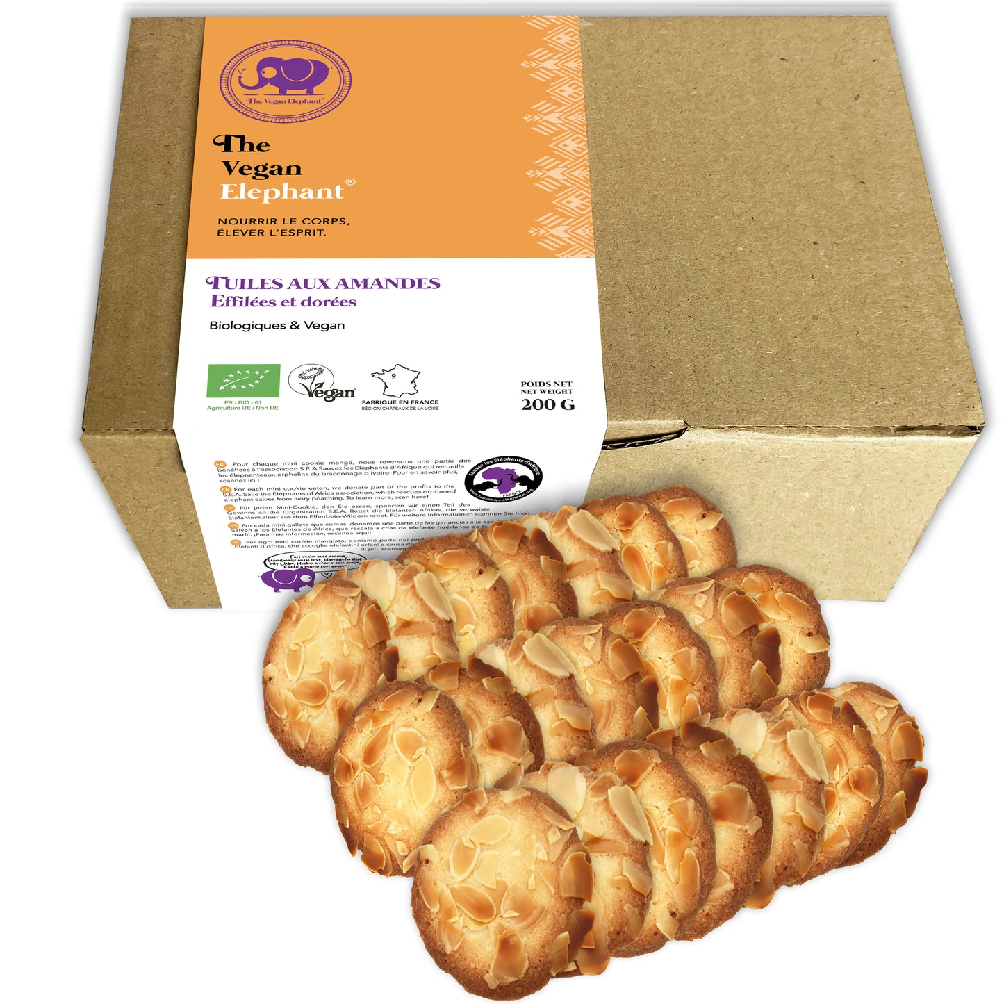 TUILES AUX AMANDES BIO & VEGAN aux Amandes Effilées et Dorées - 200g