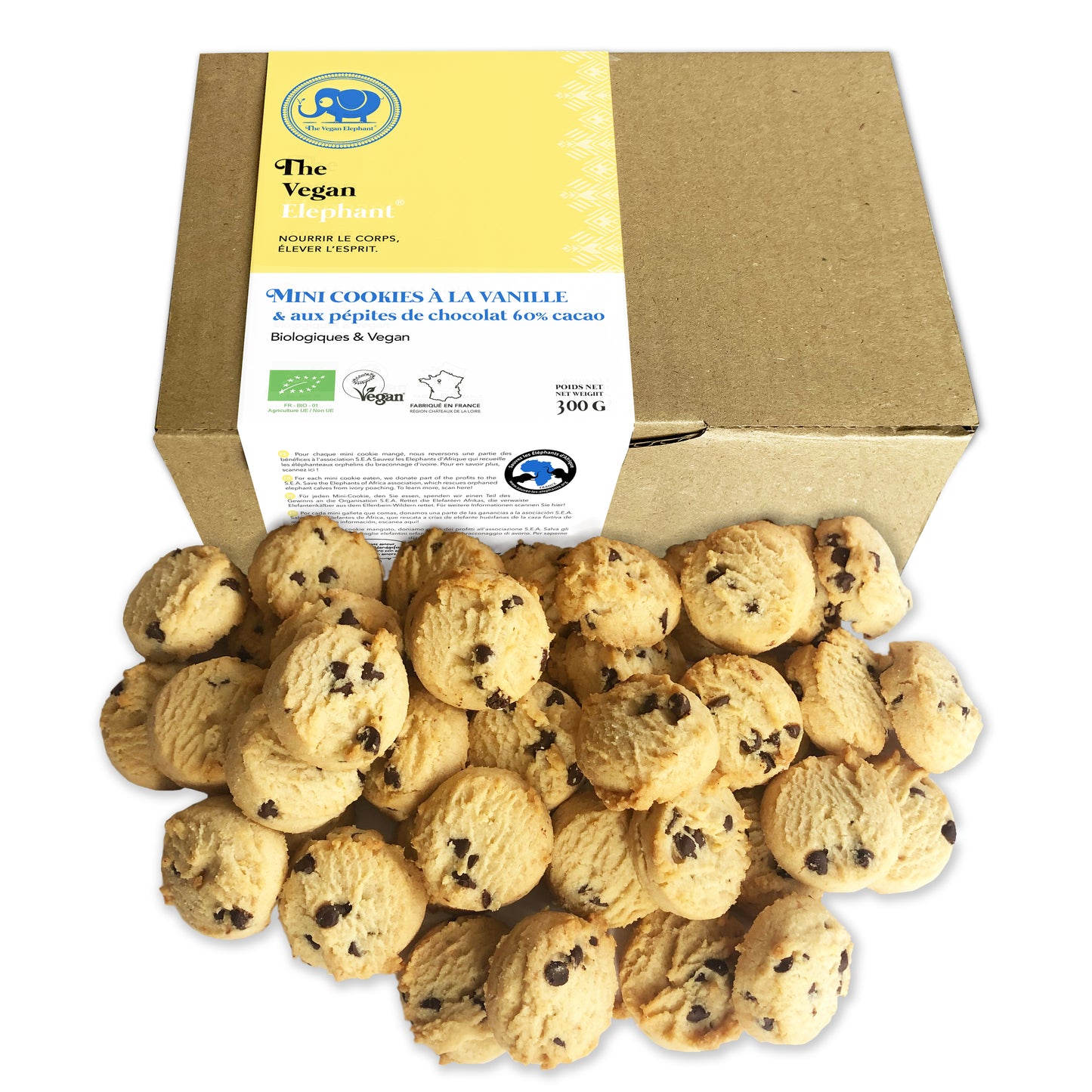 MINI COOKIES BIO & VEGAN Vanille Pépites de Chocolat - Boite de 300G