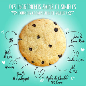 BOITE DISTRIBUTRICE DE COOKIES VANILLES AUX PÉPITES DE CHOCOLAT : 20 Cookies en sachets papier individuels de 35g