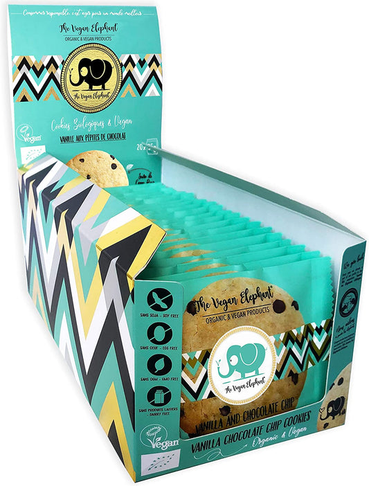 BOITE DISTRIBUTRICE DE COOKIES VANILLES AUX PÉPITES DE CHOCOLAT : 20 Cookies en sachets papier individuels de 35g