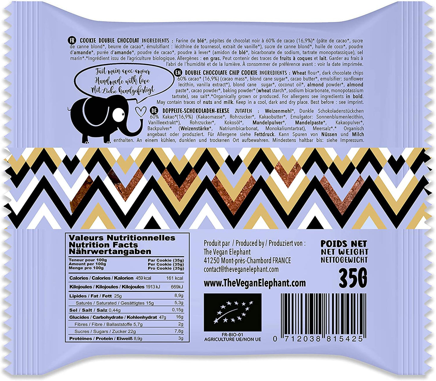 COOKIES BIO & VEGAN Vanille Pépites de Chocolat et Tout Chocolat - 2 Boites de 17 Cookies