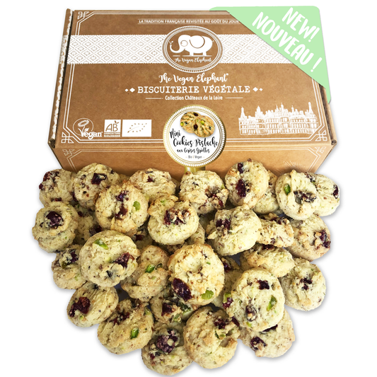 MINI ORGANIC &amp; VEGAN COOKIES Pistachio with Morello Cherries - Box of 300G