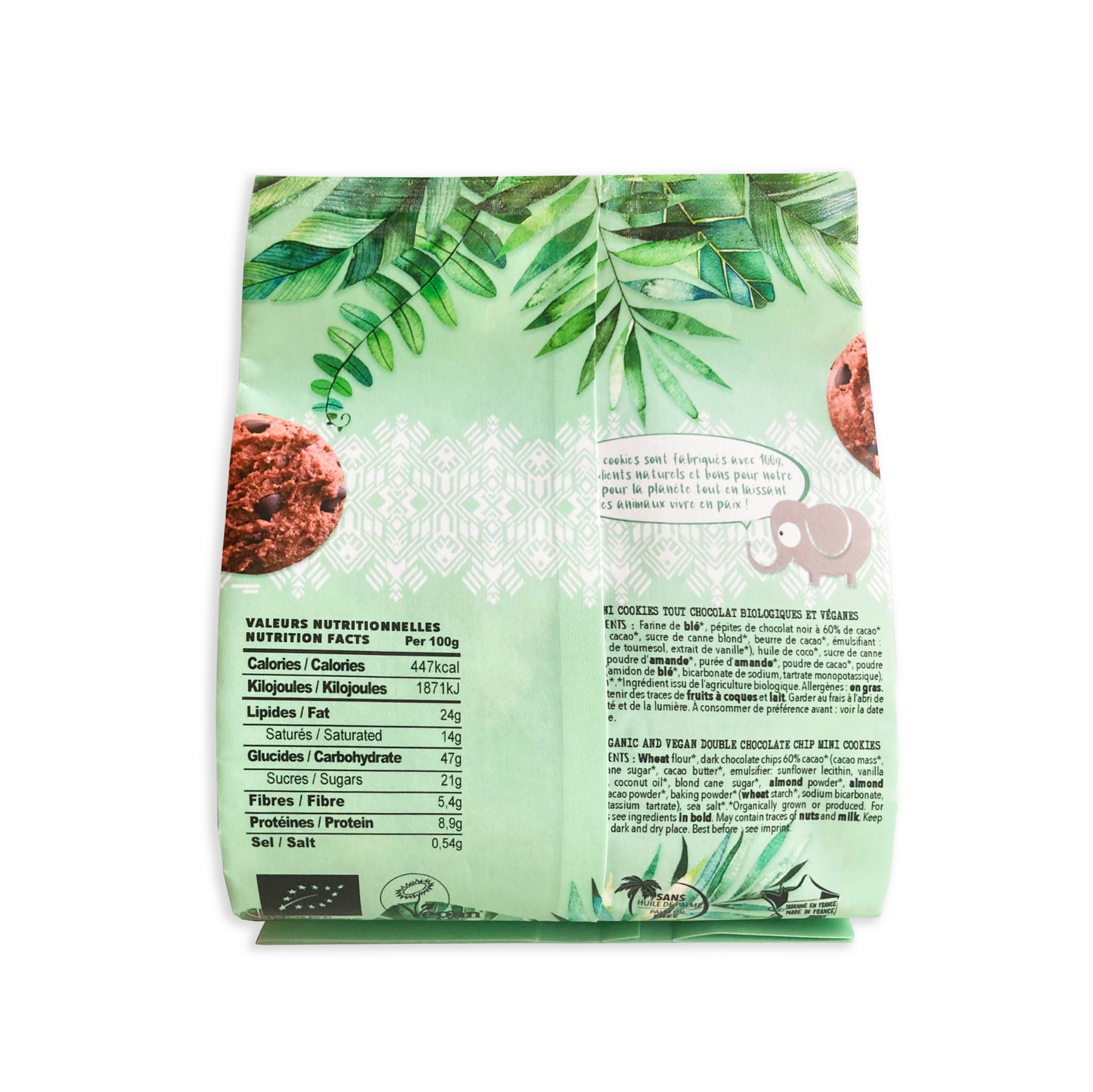 MINI COOKIES DOUBLE CHOCOLAT BIO & VEGAN : Sachet recyclable de 140G